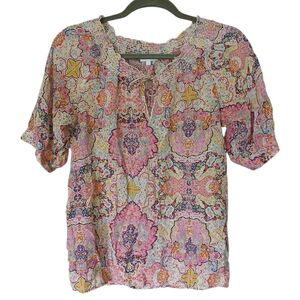 Paul & Joe Sister Anthropologie Multi Pastel Color Silk Blouse Size Small (1)
